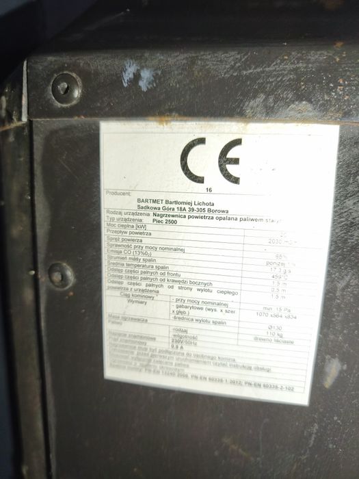 BARTMET Piec 2500 – 20 kW z nadmuchem – drewno