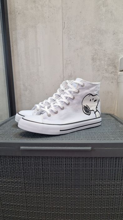 Tenisówki damskie trampki białe wysokie Peanuts