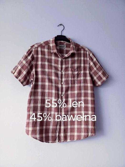 Koszula męska, rozmiar M, 55% len, stan dobry