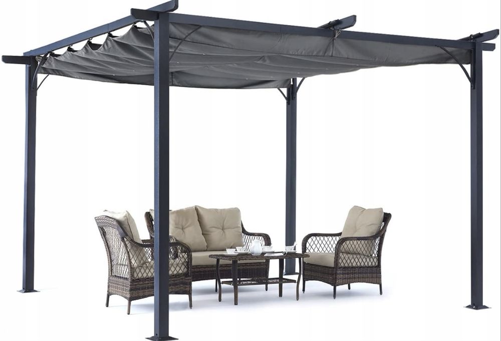 Pergola ogrodowa wym 3mx4m / alumimium/ antracyt/ruchome zadaszenie