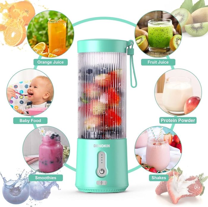 Denokin przenośny blender 450ml kolor biały
