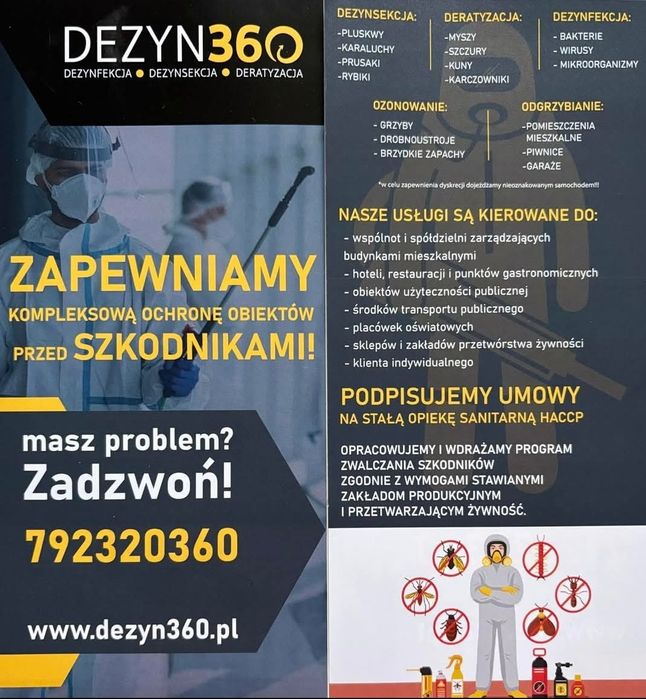 Dezynfekcja, dezynsekcja, deratyzacja, ozonowanie, odgrzybianie ścian