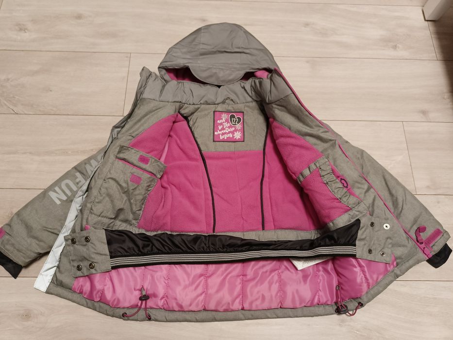 Kurtka zimowa narciarska dziewczynka 122 Cool Club odblaski