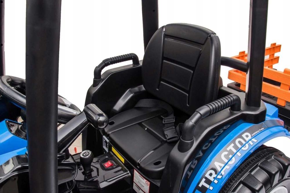Traktor na akumulator dla dzieci Z Przyczepą D68 Niebieski 24V 2x200W