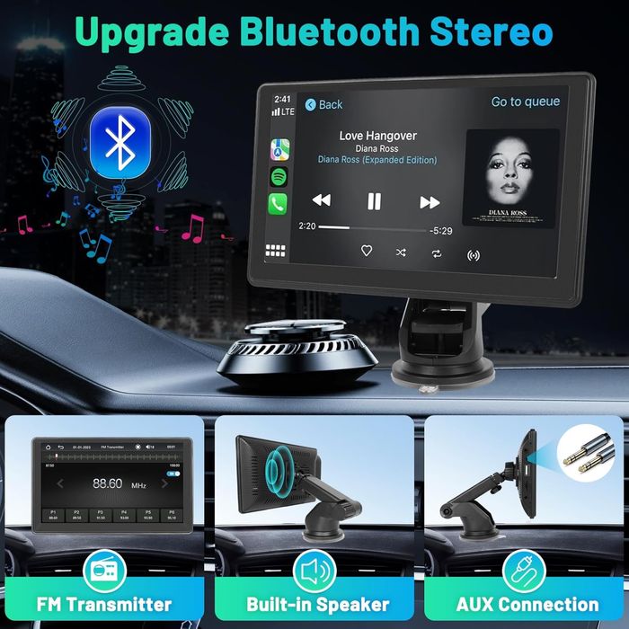 Hikity Bezprzewodowy wyświetlacz CarPlay z kamerą cofania