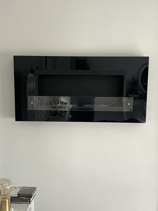 lareira a bioetanol embutida, com frente em vidro temperado