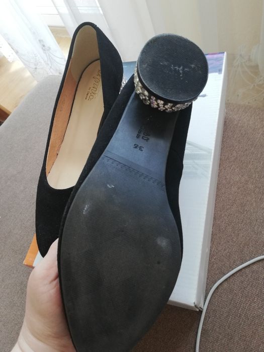 Czółenka, baleriny r 36 skóra zamszowa, 23 cm, Espinto, alma en pena