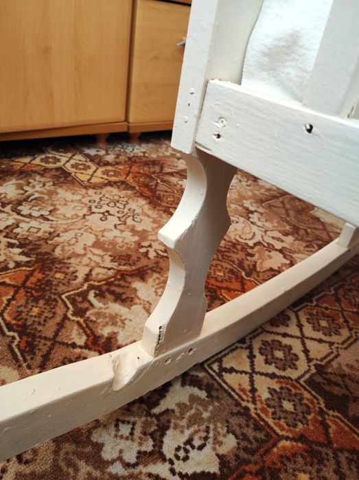 Retro kołyska biała drewniana drewno sosnowe łóżeczko dla dziecka