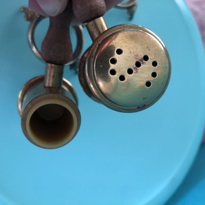 Набір сіль перець вінтаж зубочистка латунь