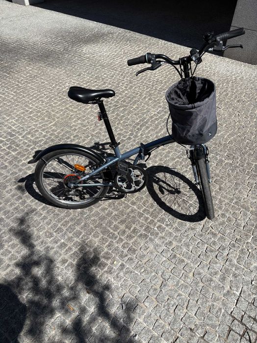 Bicicleta Dobrável BTWIN Cinzenta - Pouco Uso + Cesto