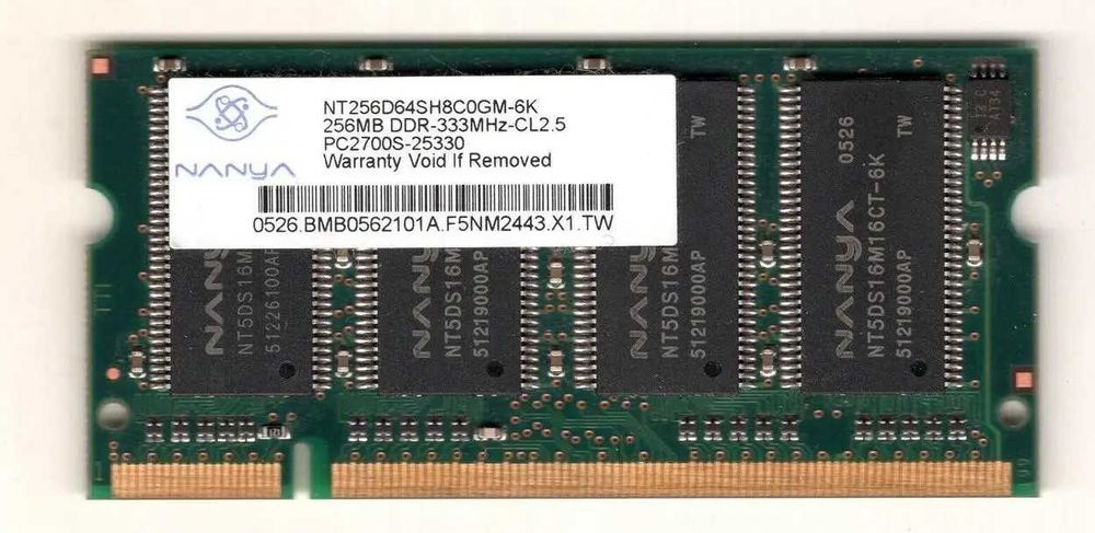 Оперативная память для ноутбука 2GB DDR3, 1GB DDR2