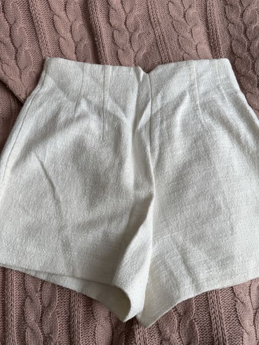 Твідові білі шорти Zara