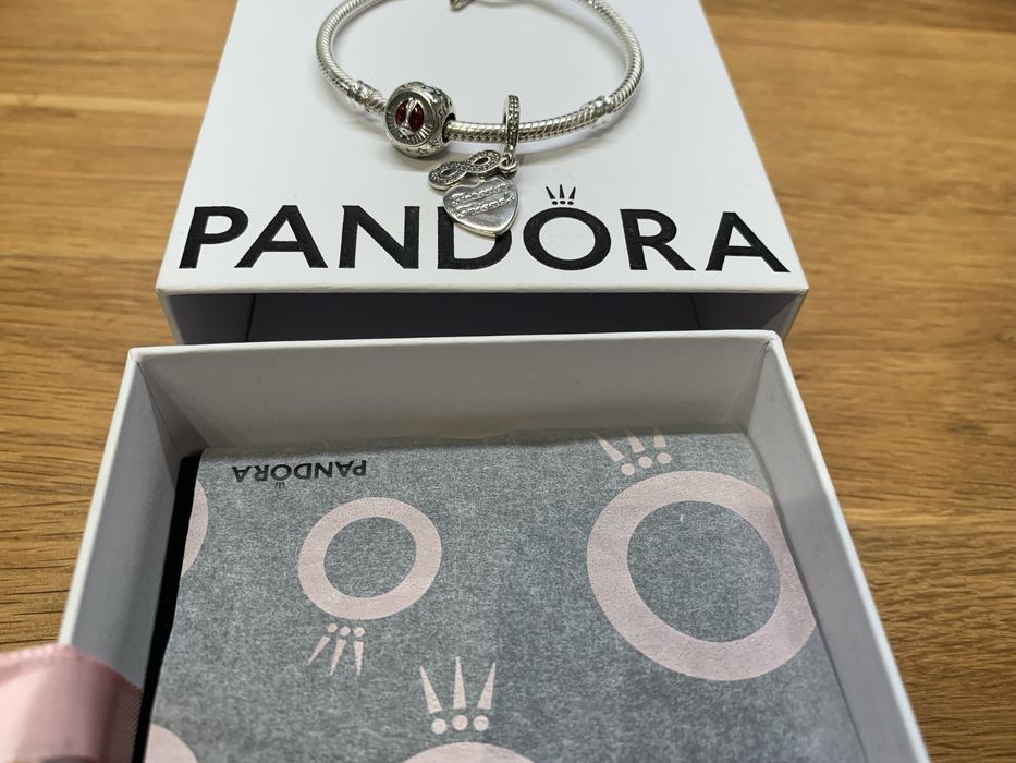 Srebrna bransoletka na rękę Pandora Moments z dwoma Charmsami Nowa