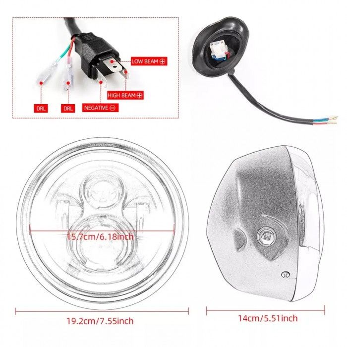 Лед фара на мото светодиодная универсальная в корпусе мото фари