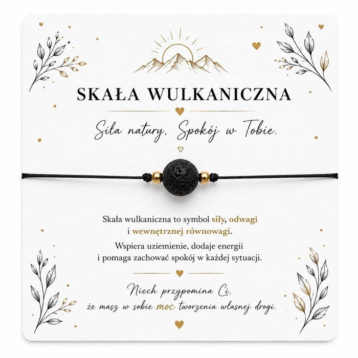 Bransoletka ze skałą wulkaniczną – siła, równowaga i energia Gratis Woreczek Z Organzy