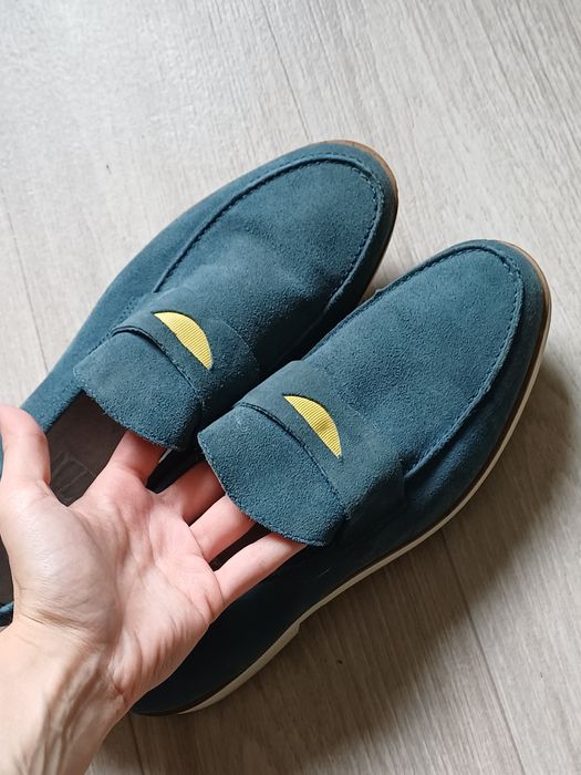 Лоферы Loro Piana, Италия, замш, тренд, стильные, голубые, бренд, мода