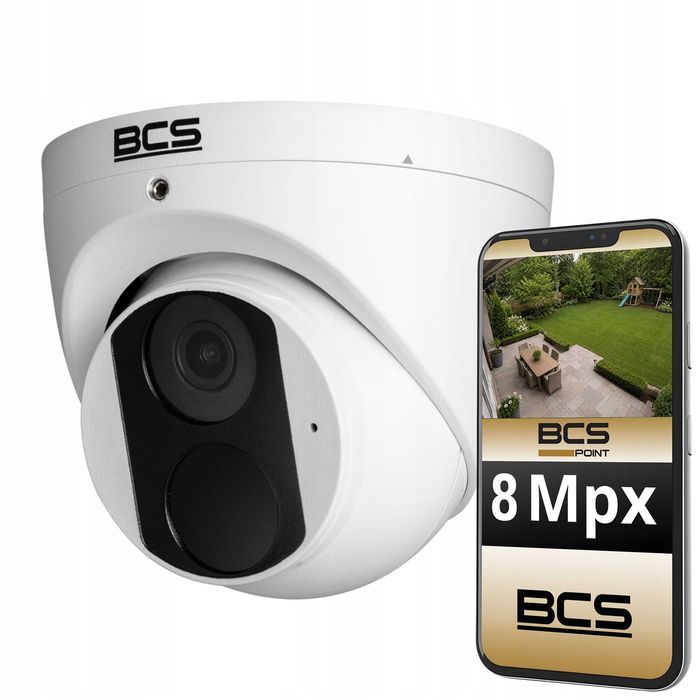 Kamera IP kopułkowa zewnętrzna monitoring PoE 8Mpx mikrofon IP67 BCS