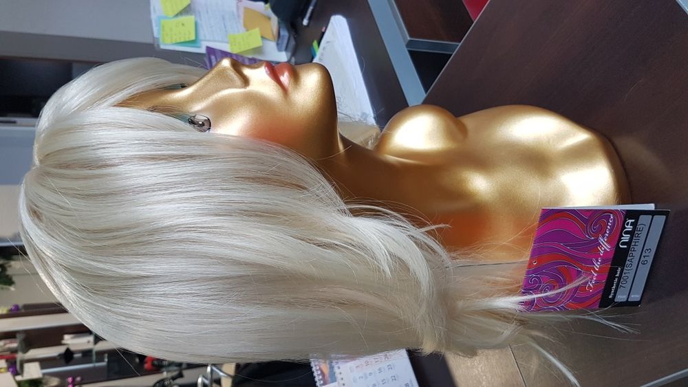 Peruka syntetyk blond długie grzywka proste kręcone 7001 Sapphire 613