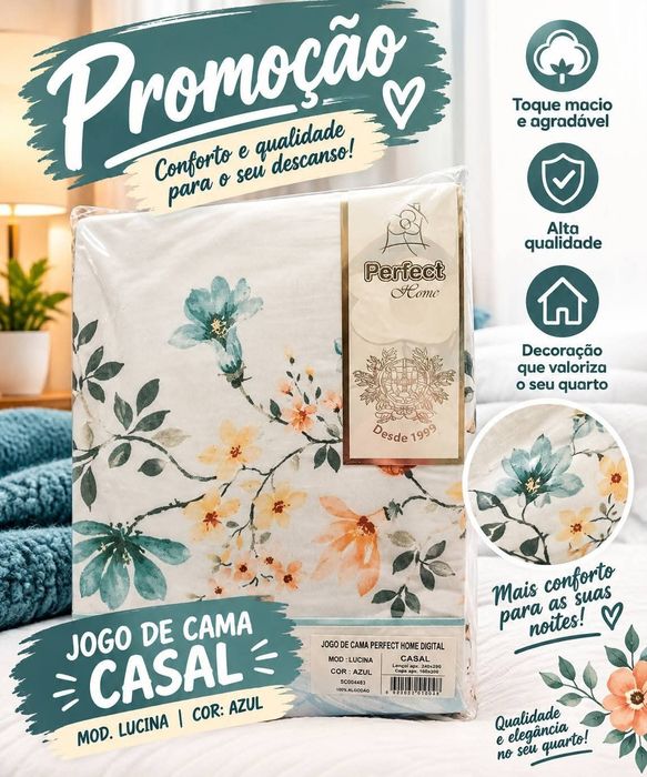 Conjunto de lençóis cama de casal