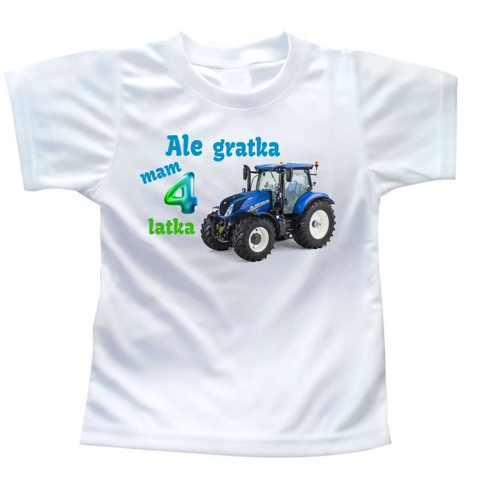 Koszulka na 4 Urodziny Traktor New Holland rozm. 122/128 cm