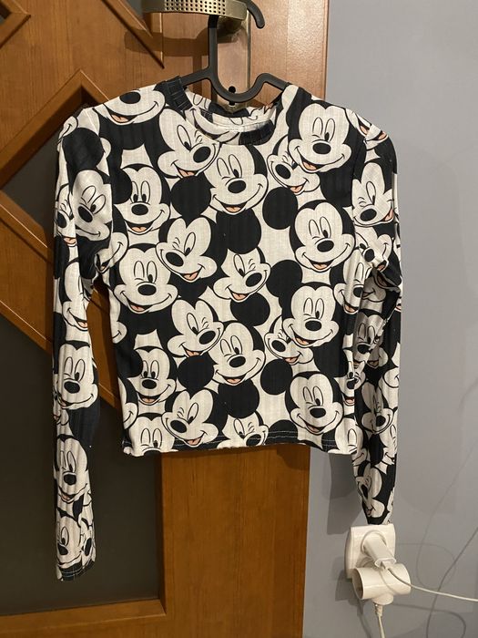 bluzka koszulka bluza myszka miki mini mouse bialy czarny disney