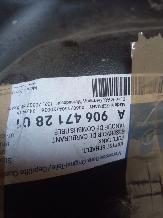 Nowy zbiornik Sprinter 906 crafter