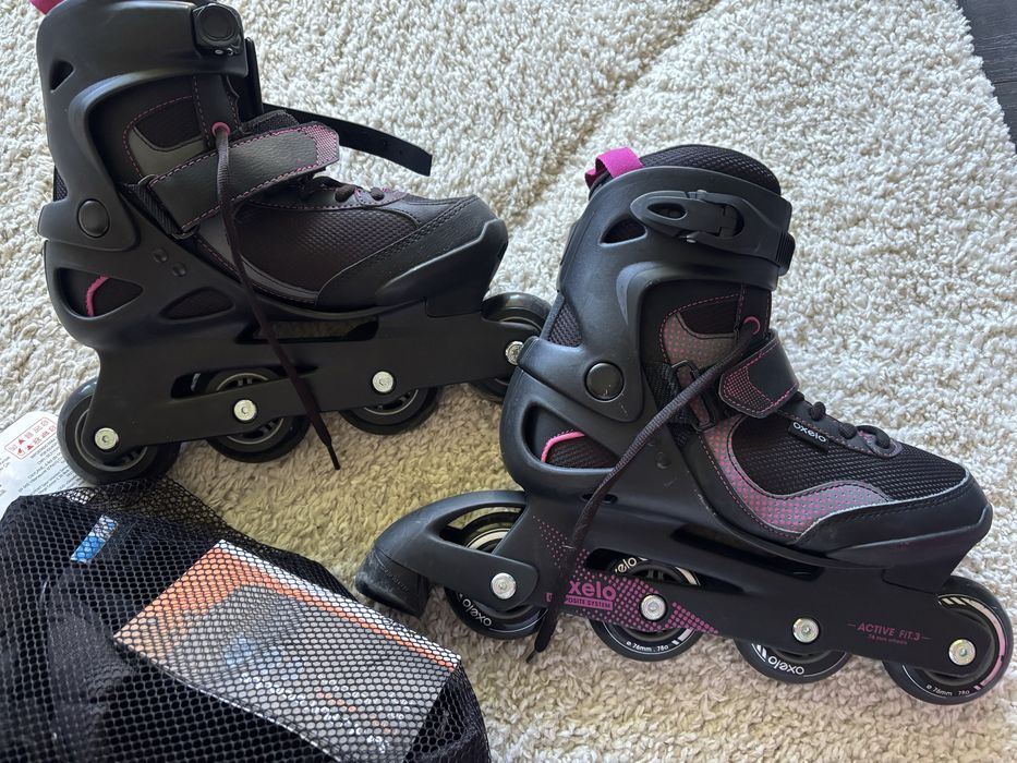 Patins em Linha Oxelo Active Fit 3 – Tam. 40 + Proteções
