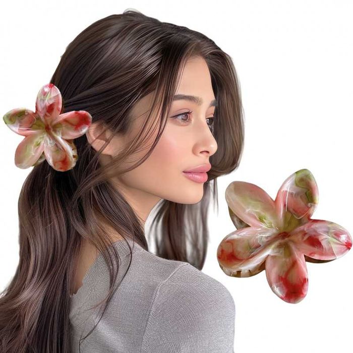 Spinka do Włosów Klamra 8cm Kwiat Kwiatek Lekka do Koka Piękna Perłowa