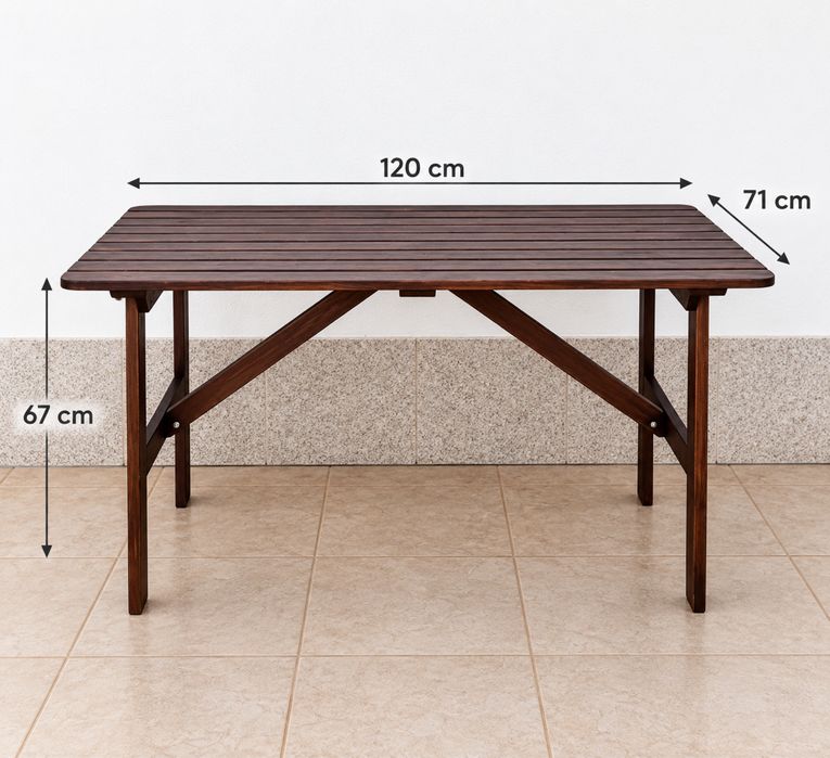 Mesa de jardim em madeira 120 × 71 × 67 cm