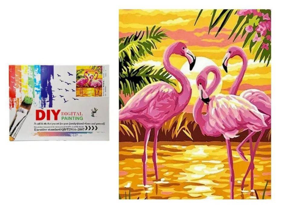Malowanie po numerach - Flamingi 41x31cm ,410x310 mm