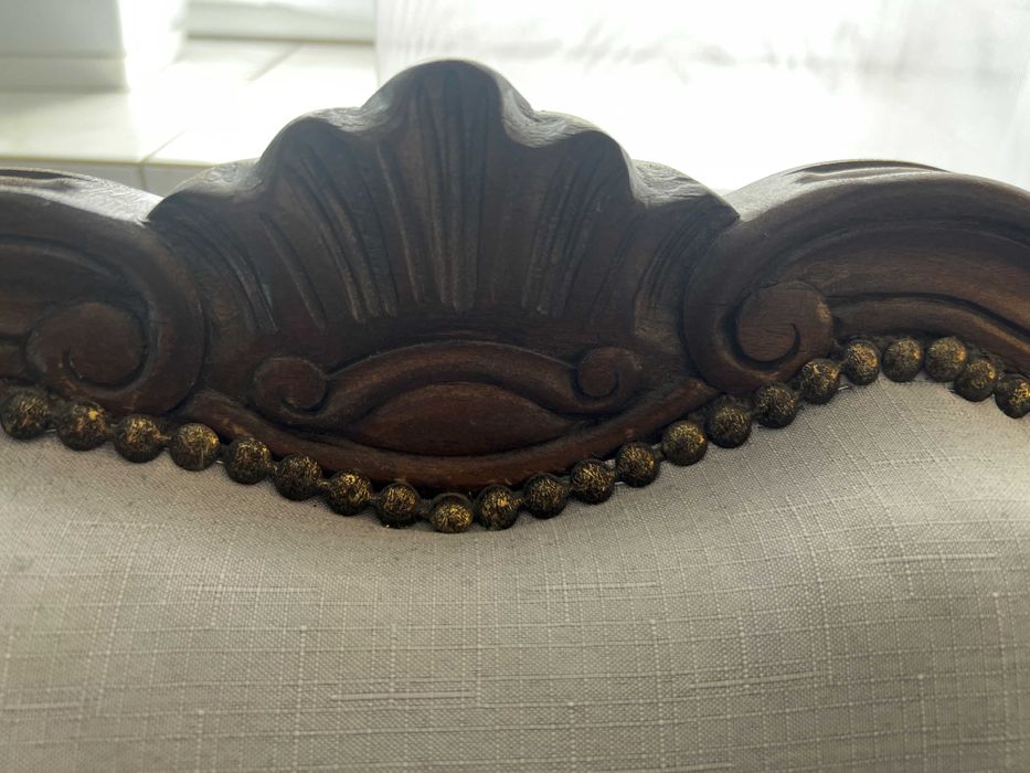 Fotel ludwikowski uszak i puf (komplet)