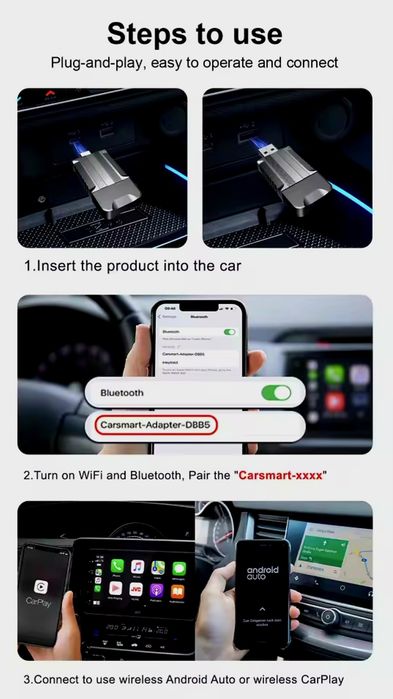 Бездротовий адаптер CarPlay android auto