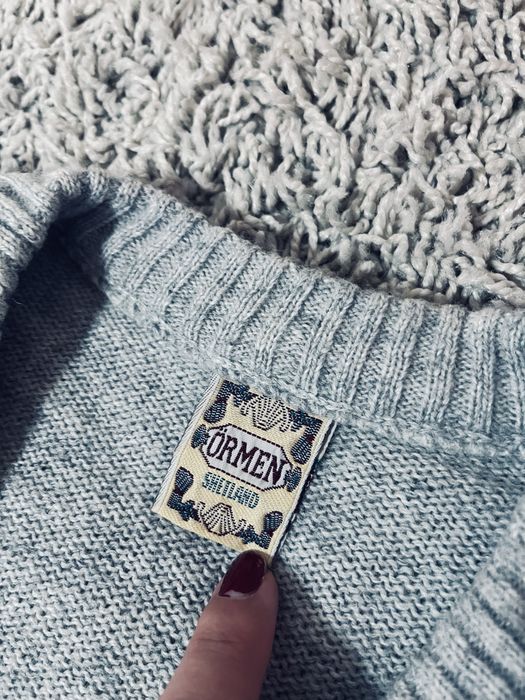 Szary meski sweter rozm L shetland welna 100%