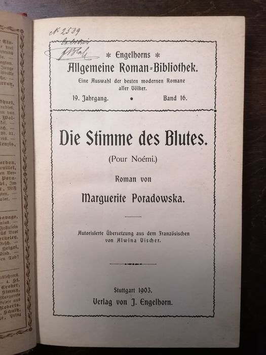 Die Stimme des Blutes Marguerite Poradowska 1903 Unikat