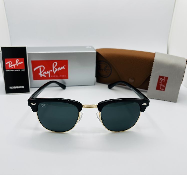 Солнцезащитные очки Ray Ban Clubmaster RB3016 Gold-Black 51мм стекло