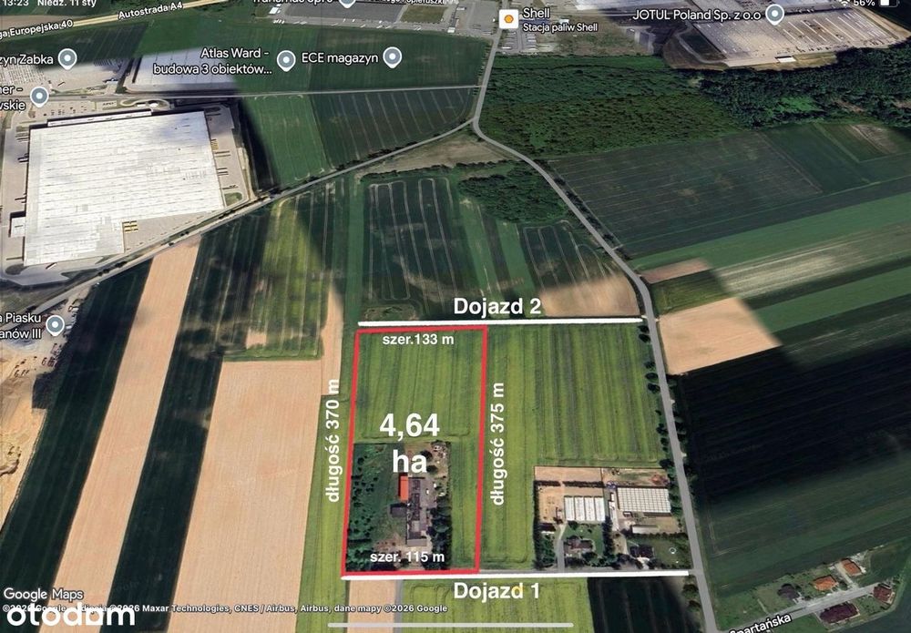 4,6 Ha Terenu Z Halami I Mieszkaniem | 2Km Od A4 | Kąty Wrocławskie
