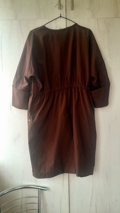 Жакет пальто рукав 3/4 шоколадного кольору розмір 52