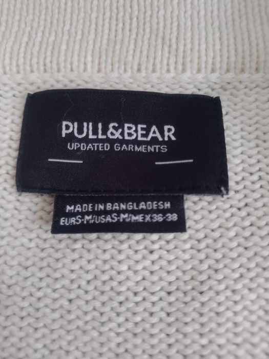 Kardigan męski Pull & Bear kremowy sweter rozpinany L/XL