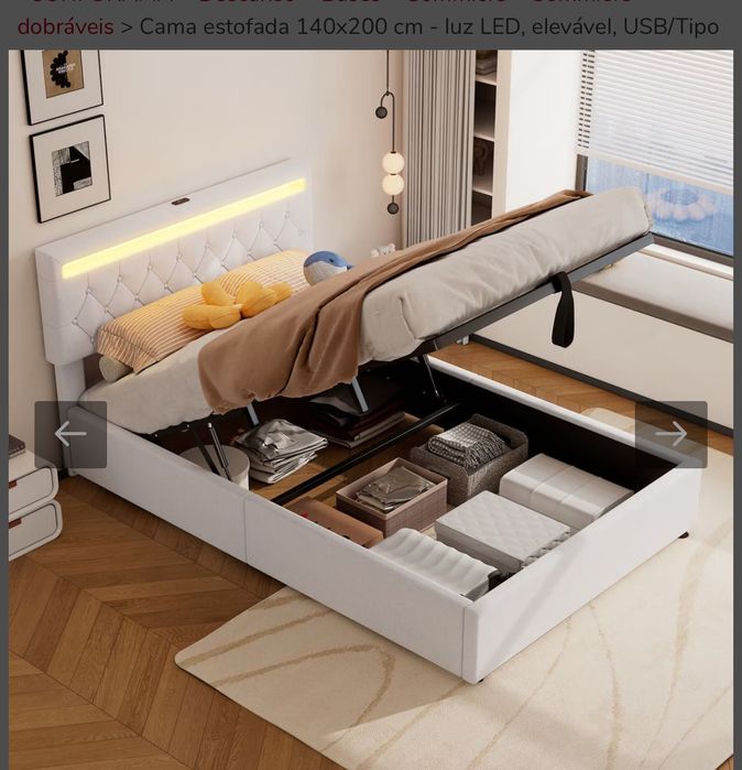 Cama com baú de arrumação