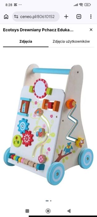 Ecotoys Drewniany Pchacz Edukacyjny