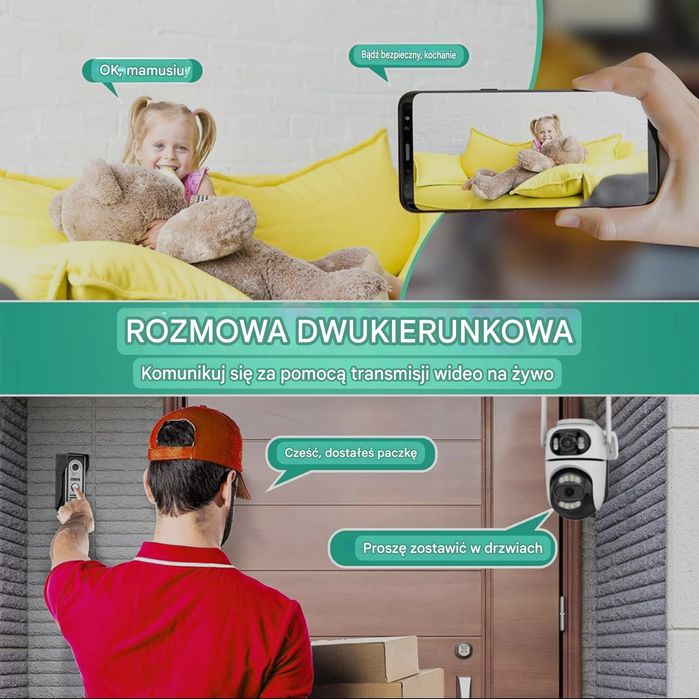 Kamera WiFi 8MP Obrotowa IP66 iCsee 2 obiektywy