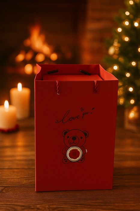 Ведмедик з трояндою — готовий романтичний подарунок