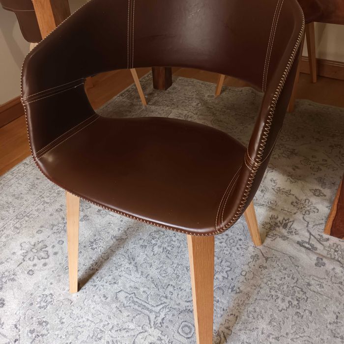 4x JYSK Holstebro Dining Chairs – Brown & Oak