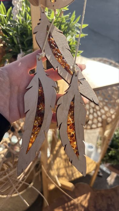 Łapacz snów bursztyn drewno prezent