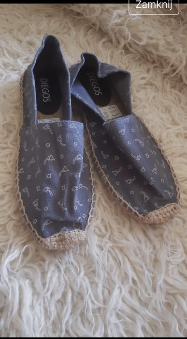 Espadryle oryginalne hiszpańskie Diegos 40 niebieskie z wzorem nowe
