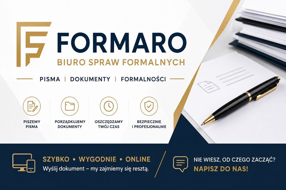 Biuro FORMARO Pomoc Prawna, Pisma,  Dokumenty,  Formalności
