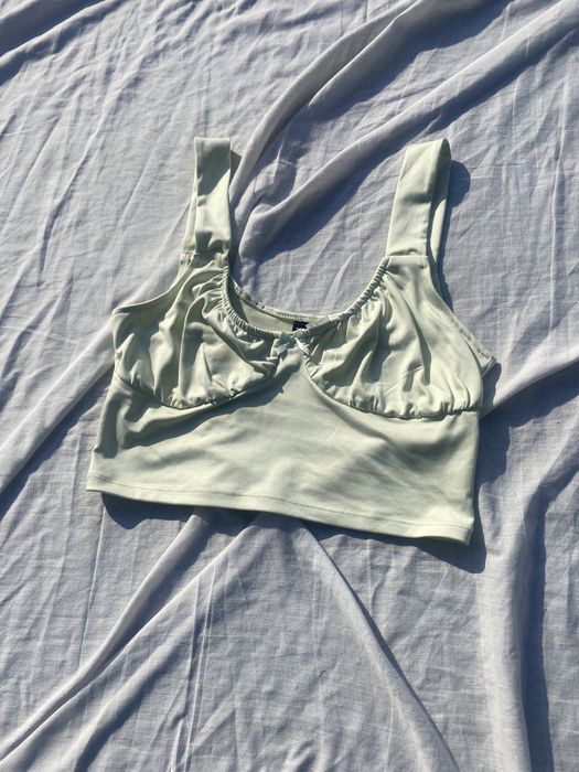 Jasny zielony crop top M 38 H&M coquette
