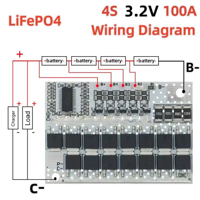 Плата BMS 4S 100А LiFePO4