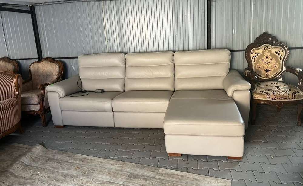 Włoski narożnik z funkcją relaks-skóra naturalna