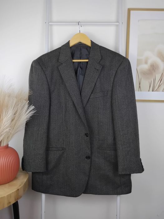 Wełniana marynarka w jodełkę 100% wełna wool narzutka żakiet płaszczyk